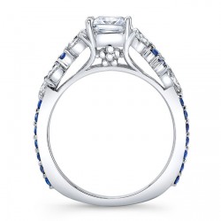 White Gold 1ct TDW Diamond and Blue Sapphire Princess Engagement Ring - Handcrafted By Name My Rings™