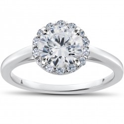White Gold 1ct TDW Lab Grown Diamond Madelyn Halo Vintage Accent Engagement Ring - Handcrafted By Name My Rings™