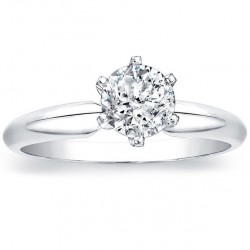 White Gold 1ct TDW Round 6-prong Diamond Solitaire Ring - Handcrafted By Name My Rings™