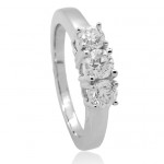 White Gold 1ct TDW Round Diamond 3-stone Prong-set Anniversary Ring - Handcrafted By Name My Rings™