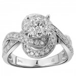 White Gold 1ct TDW White Diamond Swirl Band Engagement Ring - Handcrafted By Name My Rings™