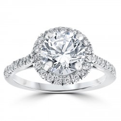 White Gold 2 1/3 ct Round Round Diamond Clarity Enhanced Halo Engagement Ring - Handcrafted By Name My Rings™