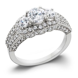 White Gold 2 1/4ct TDW Pave-set Diamond Ring - Handcrafted By Name My Rings™