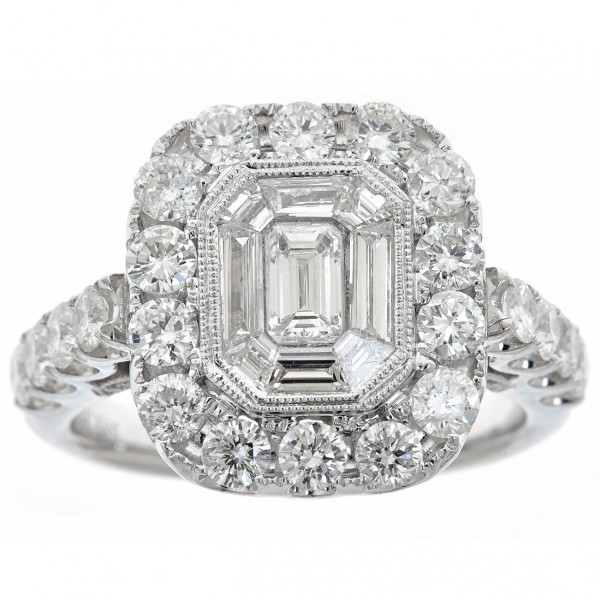 White Gold 2 2/5ct TDW Diamond Square Ring - Handcrafted By Name My Rings™