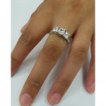 White Gold 2 ct TDW Vintage Three Stone Princess Cut Diamond Engagement Ring - Handcrafted By Name My Rings™