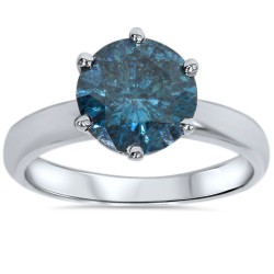 White Gold 2.00ct TW Blue Enhanced Diamond Solitaire Engagement Ring - Handcrafted By Name My Rings™