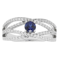 White Gold 2/5ct Diamond and Sapphire Engagement Ring - Handcrafted By Name My Rings™