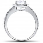 White Gold 2ct TDW Carat Clarity Enhanced Diamond Halo Engagement Ring Split Shank - Handcrafted By Name My Rings™