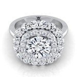 White Gold 2ct TDW Round Diamond Double Halo Engagement Ring - Handcrafted By Name My Rings™