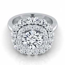 White Gold 2ct TDW Round Diamond Double Halo Engagement Ring - Handcrafted By Name My Rings™