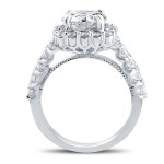 White Gold 3 1/4ct TDW Cushion Halo Round Clarity Enhanced Diamond Engagement Ring - Handcrafted By Name My Rings™