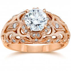 White Gold 3/4 Ct TDW Vintage Diamond Antique Engagement Ring - Handcrafted By Name My Rings™