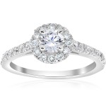 White Gold 3/4 ct TDW Halo Diamond Split Engagement Ring - Handcrafted By Name My Rings™