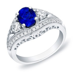 White Gold 3/4ct TDW Sapphire and Diamond Engagement Ring - Handcrafted By Name My Rings™