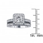 White Gold 3ct TDW Halo Diamond Bridal Ring Set - Handcrafted By Name My Rings™
