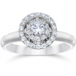 White Gold 5/8ct TDW Vintage Double Halo Diamond Engagement Ring - Handcrafted By Name My Rings™