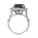 White Gold 7 1/3ct TDW Black and White Diamond Halo Vintage Engagement Ring - Handcrafted By Name My Rings™