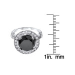 White Gold 7 1/3ct TDW Black and White Diamond Halo Vintage Engagement Ring - Handcrafted By Name My Rings™