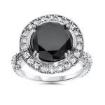 White Gold 7 1/3ct TDW Black and White Diamond Halo Vintage Engagement Ring - Handcrafted By Name My Rings™