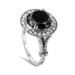 White Gold 7 1/3ct TDW Black and White Diamond Halo Vintage Engagement Ring - Handcrafted By Name My Rings™