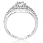 White Gold 7/8 ct TDW Diamond Cushion Halo Split Shank Engagement Ring - Handcrafted By Name My Rings™
