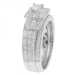 White Gold 7/8ct TDW Diamond Halo Bridal Ring Set - Handcrafted By Name My Rings™