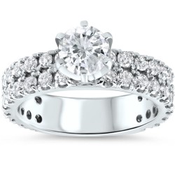 White Gold Gold 2 3/8ct Diamond Clarity Enhanced Pave Double Row Engagement Ring - Handcrafted By Name My Rings™