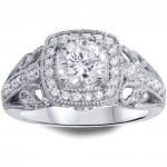 White Gold Halo 1 1/3ct TDW Diamond Vintage-style Ring - Handcrafted By Name My Rings™
