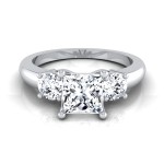 White Gold IGI-certified 1 1/4ct TDW Princess-cut Center 3-stone Engagement Ring - Handcrafted By Name My Rings™