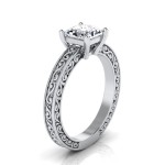 White Gold IGI-certified 1ct TDW Princess-cut Diamond Solitaire Engagement Ring - Handcrafted By Name My Rings™