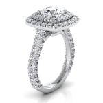 White Gold IGI-certified 3 1/6ct TDW Round Diamond Double Square Halo Engagement Ring - Handcrafted By Name My Rings™