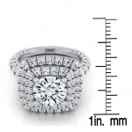 White Gold IGI-certified 3 1/6ct TDW Round Diamond Double Square Halo Engagement Ring - Handcrafted By Name My Rings™