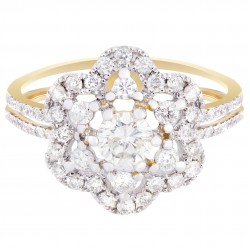 Gold 1 1/10ct TDW Flower Diamond Ring - Handcrafted By Name My Rings™