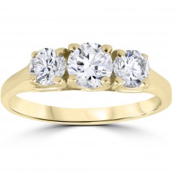 Gold 1ct Three Stone Diamond Engagement Womens Anniversary Ring - Handcrafted By Name My Rings™