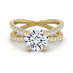 Gold 2 1/4ct TDW Round Diamond Crossover Engagement Ring - Handcrafted By Name My Rings™