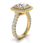 Gold 3 1/6ct TDW Round Double Halo Diamond Engagement Ring - Handcrafted By Name My Rings™