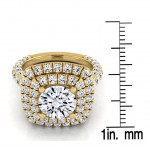 Gold 3 1/6ct TDW Round Double Halo Diamond Engagement Ring - Handcrafted By Name My Rings™