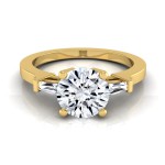 Gold 3/4ct TDW White Diamond Engagement Ring With Tapered Baguette Side Stones - Handcrafted By Name My Rings™