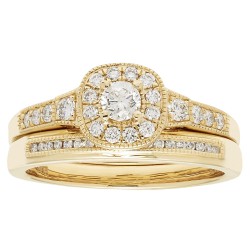 Gold IGI-certified 1/2ct TDW Round Diamond Bridal Ring Set - Handcrafted By Name My Rings™