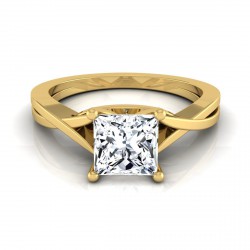 Gold IGI-certified 1ct TDW Princess-cut Diamond Solitaire Cathedral Setting Engagement Ring - Handcrafted By Name My Rings™