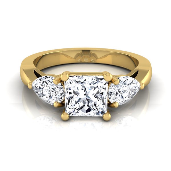 Gold IGI-certified 2ct TDW Princess-cut Center Pear-cut Engagement Ring - Handcrafted By Name My Rings™