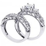 14k/Gold 2ct TDW 3-Stone Princess Cut Diamond Braided Engagement Bridal Ring Set - Handcrafted By Name My Rings™
