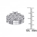14k/Gold 2ct TDW 3-Stone Princess Cut Diamond Braided Engagement Bridal Ring Set - Handcrafted By Name My Rings™