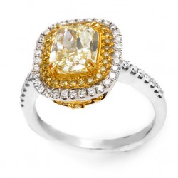 Two-tone Gold 2 5/8ct TDW Yellow and White Certified Diamond Engagement Ring - Handcrafted By Name My Rings™