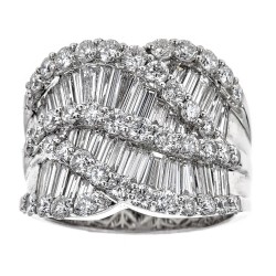 White Gold 3 7/8ct TDW Diamond Baguette Round Ring - Handcrafted By Name My Rings™