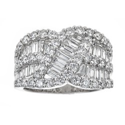 White Gold 3ct TDW Diamond Baguette Round Ring - Handcrafted By Name My Rings™