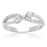 2Be Bonded Together White Gold 3/8ct TDW Two Diamond Plus Ring - Handcrafted By Name My Rings™