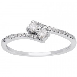 2Be Bonded Together, 1/4ct Two Diamond Plus Pave Ring In White Gold - Handcrafted By Name My Rings™