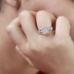 3/4ct round diamond square shape with baguette channel on side engagment ring in white gold. - Handcrafted By Name My Rings™