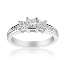 White Gold 1/2ct TDW 3-stone Diamond Princess Ring - Handcrafted By Name My Rings™
